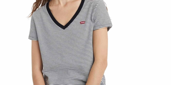 Levis T-Shirt Perfect V-Neck Tee in Annalise Stripe Cloud ansehen