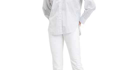 Levis Mom Jeans 724 High Rise Straight in Western White ansehen