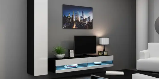 Mediawand Wohnwand 2 tlg - SENTIC 9 - Schwarz/Weiss Hochglanz inkl.LED ansehen