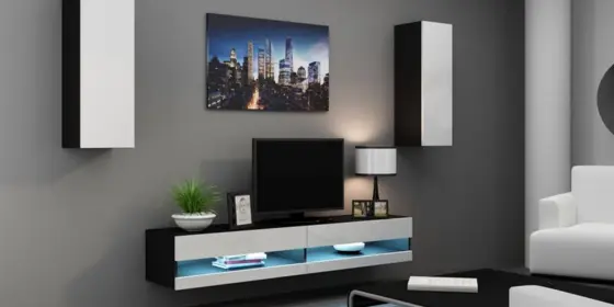 Mediawand Wohnwand 3 tlg - SENTIC 10 -Schwarz/Weiss Hochglanz inkl.LED ansehen