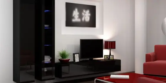 Mediawand Wohnwand 3 tlg - SENTIC 15 - Schwarz Hochglanz inkl.LED ansehen