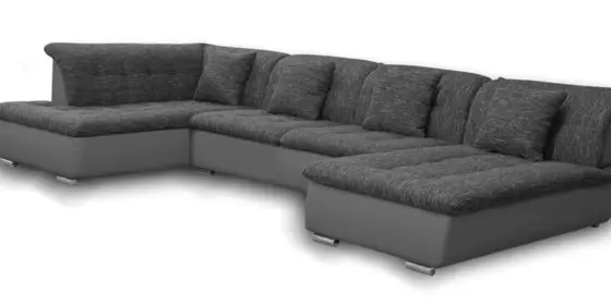 Couchgarnitur NICOLE mit Schlaffunktion Ottomane Rechts Grau/Schwarz ansehen