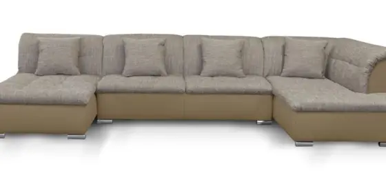 Couchgarnitur NICOLE mit Schlaffunktion Ottomane Links Sand/Cappuccino ansehen