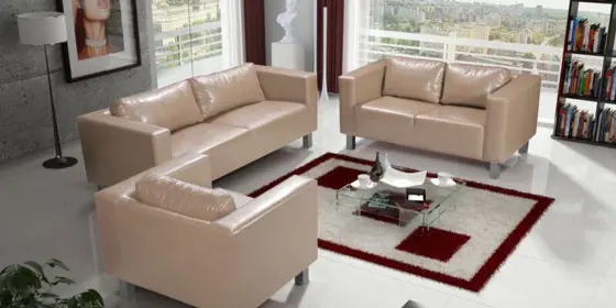 Sofa Set MAILAND 3-2-1 Sofagarnitur in Kunstleder Cappuccino ansehen