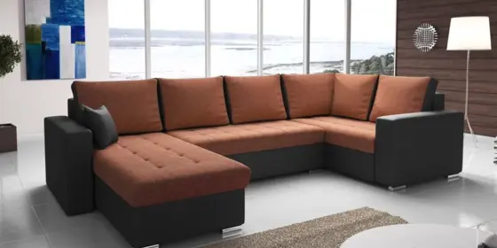 Couchgarnitur FANO mit Schlaffunktion Otto..Links Schwarz/Dunkelorange ansehen