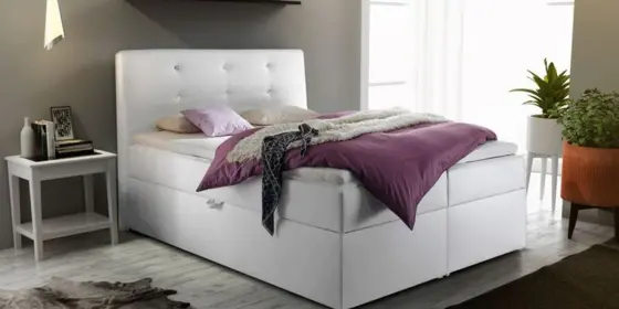 Boxspringbett Schlafzimmerbett MONZA Kunstleder Weiss 100x200 cm ansehen
