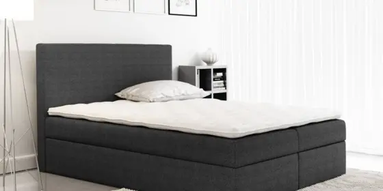 Boxspringbett Schlafzimmerbett KELIS Webstoff Schwarz 180x200cm ansehen
