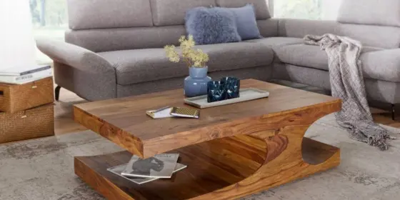 Couchtisch Massivholztisch BUANA 118x70x38 cm mit Ablage Holz Sheesham ansehen