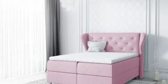Boxspringbett Schlafzimmerbett ARIANNA 180x200cm Stoff Rose ansehen
