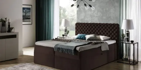 Boxspringbett Schlafzimmerbett WILLIAM 180x200cm in Stoff ansehen
