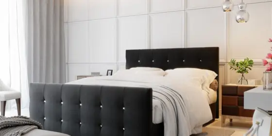 Boxspringbett Schlafzimmerbett MAURO 180x200cm Schwarz inkl.Bettkasten ansehen