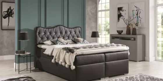 Boxspringbett Schlafzimmerbett SAHAN 180x200cm Kunstleder Anthrazit ansehen