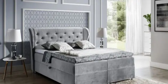Boxspringbett Schlafzimmerbett ARIANNA 180x200cm Stoff Grau ansehen