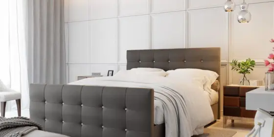 Boxspringbett Schlafzimmerbett MAURO 180x200cm Kuns.. Dunkelgrau inkl.Bettkasten ansehen