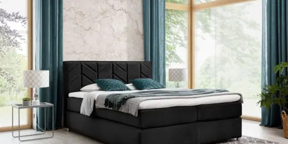 Boxspringbett Schlafzimmerbett Bett BARTOLO DELUX Stoff Schwarz 180x200cm ansehen