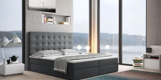 Boxspringbett Schlafzimmerbett TRIANA 180x200cm in Kunstleder Grau ansehen