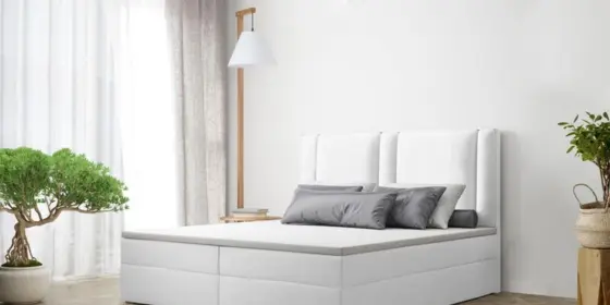 Boxspringbett Schlafzimmerbett CANDELA 180x200cm in Kunstleder Weiss ansehen