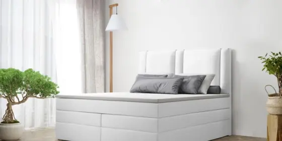 Boxspringbett Schlafzimmerbett CANDELA DELUX 180x200cm in Kunstleder Weiss ansehen