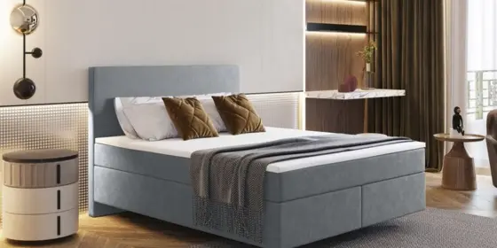 Boxspringbett Schlafzimmerbett ROCIO Nr.5 Delux 180x200cm in Stoff Grau ansehen