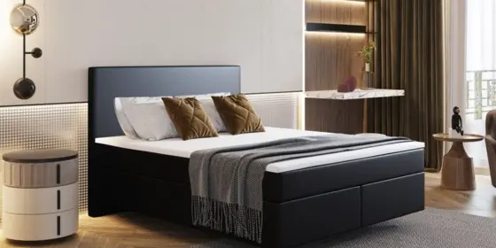 Boxspringbett Schlafzimmerbett ROCIO Nr5 Premium 180x200cm in Kunstleder Schwarz ansehen