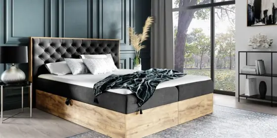 Boxspringbett Schlafzimmerbett DIONA 180x200cm Stoff Schwarz inkl. Bettkasten ansehen