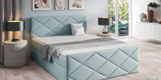 Boxspringbett Schlafzimmerbett KOSMOS 180x200cm Stoff Inari Hellblau ansehen