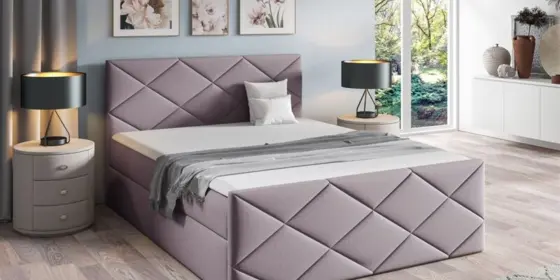 Boxspringbett Schlafzimmerbett KOSMOS 180x200cm Stoff Monolith Lavendel ansehen