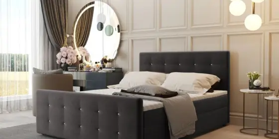 Boxspringbett Schlafzimmerbett CARLOS 180x200cm Stoff Soro Umbragrau inkl.Bet... ansehen