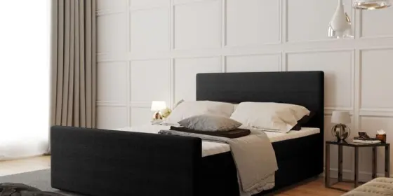 Boxspringbett Schlafzimmerbett CARO 180x200cm Stoff Scala Schwarz ansehen
