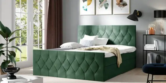 Boxspringbett Schlafzimmerbett PETROS 180x200cm Stoff Alova Grün ansehen