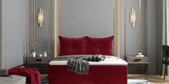 Boxspringbett Schlafzimmerbett PERLA 180x200cm Stoff Rot ansehen
