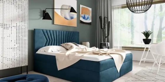 Boxspringbett Schlafzimmerbett 180x200cm LAZARO Nr.2 Blau inkl. Bettkasten ansehen