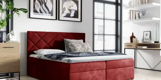 Boxspringbett Schlafzimmerbett 180x200cm LAZARO Nr.3 Rot inkl. Bettkasten ansehen