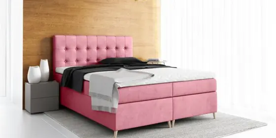 Boxspringbett Schlafzimmerbett GABIN 180x200cm Stoff Jasmine Altrosa ansehen