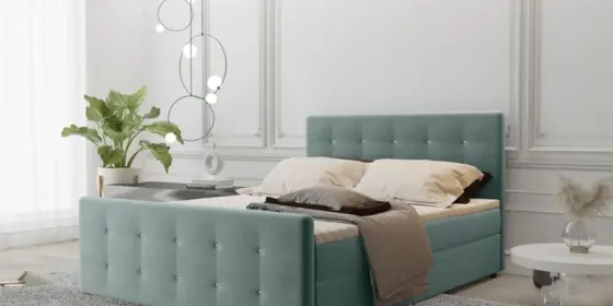 Boxspringbett Schlafzimmerbett MAURO 180x200cm Stoff Soro Mintgrün inkl.Bettk... ansehen