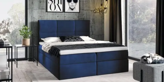Boxspringbett Schlafzimmerbett HUDSON 180x200cm in Stoff Fresh Blau ansehen