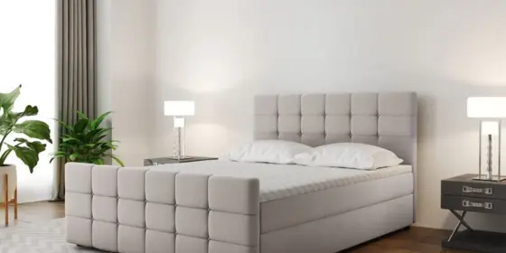 Boxspringbett Schlafzimmerbett SENON 180x200cm Stoff Beige inkl. Bettkasten ansehen
