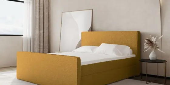 Boxspringbett Schlafzimmerbett CELES 180x200cm Stoff Ascot Senf ansehen
