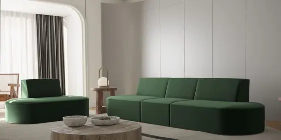 Sofaset Designersofa Set 3-1 MILOT in Stoff Opera Velvet Grün ansehen