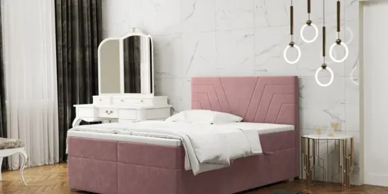 Boxspringbett Schlafzimmerbett RAMON 180x200cm in Stoff Matt Velvet Altrosa ansehen