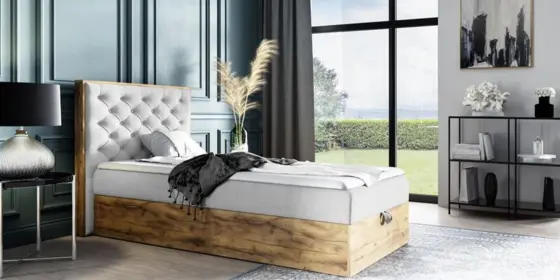 Boxspringbett Gästebett Bett DIONA MINI 100x200cm Stoff Hellgrau inkl. Bettka... ansehen