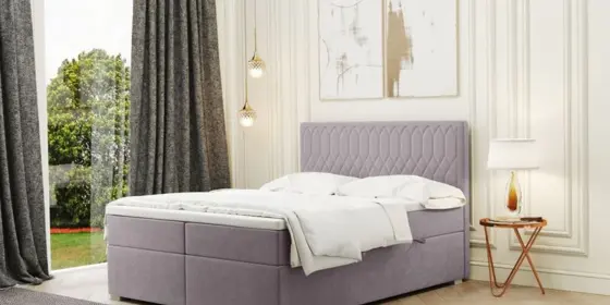 Boxspringbett Schlafzimmerbett DUSTY 180x200cm in Stoff Riviera Flieder ansehen