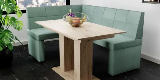 Eckbankgruppe 196x142 cm BLAKE XL R Stoff Soro Türkis / Esstisch DANTE Sonoma ansehen