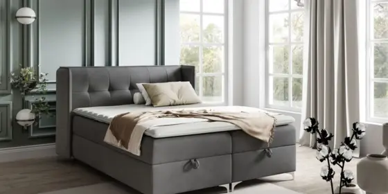 Boxspringbett Bett Schlafzimmerbett 180x200cm GENET Stoff Matt Velvet Grafit ansehen