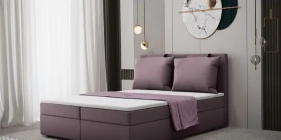 Boxspringbett Schlafzimmerbett MATRO 180x200cm in Stoff Soro Flieder ansehen