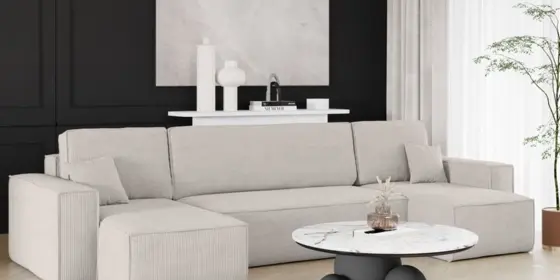 Wohnlandschaft Schlafsofa Sofa MARIS Stoff Poso Altweiß ansehen