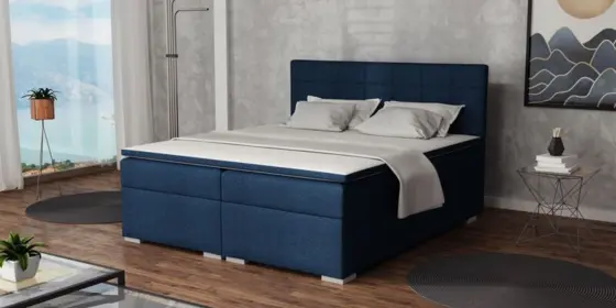 Boxspringbett Schlafzimmerbett FARUK 180x200cm Stoff Aragon Blau ansehen