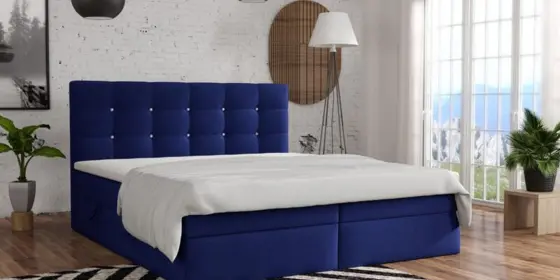 Boxspringbett Schlafzimmerbett BASILIO 180x200cm Stoff Fresh Blau ansehen