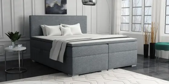 Boxspringbett Schlafzimmerbett SOREL 180x200cm Stoff Aragon Grau ansehen