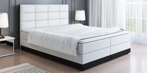 Boxspringbett Schlafzimmerbett CHARLIE 180x200cm Schwarz-Weiss inkl. Bettkasten ansehen